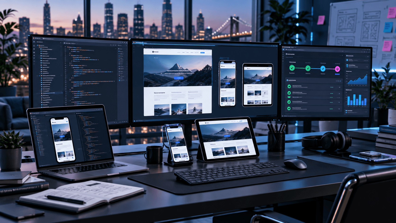 Responsive web development and app testing workspace